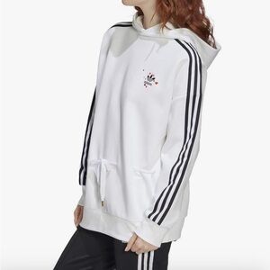 Adidas Women's White Hoodie with Black Stripes size S